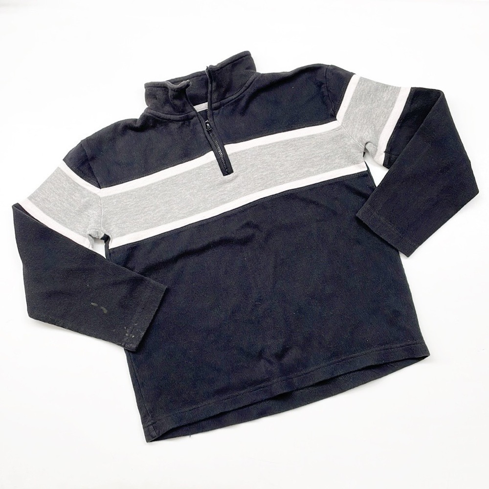 Triveni big boys black/gray striped half zip jacket